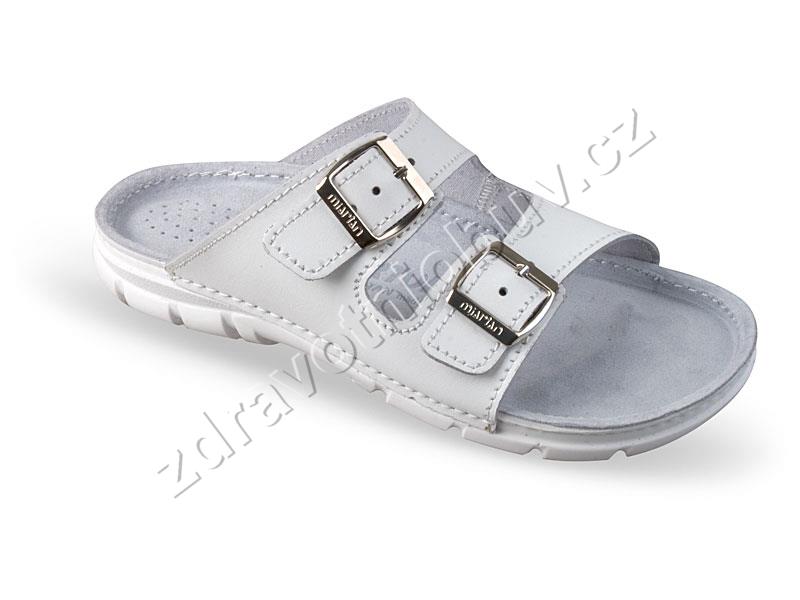MJ 3027 013-P53 bílá kůže pantofel 803