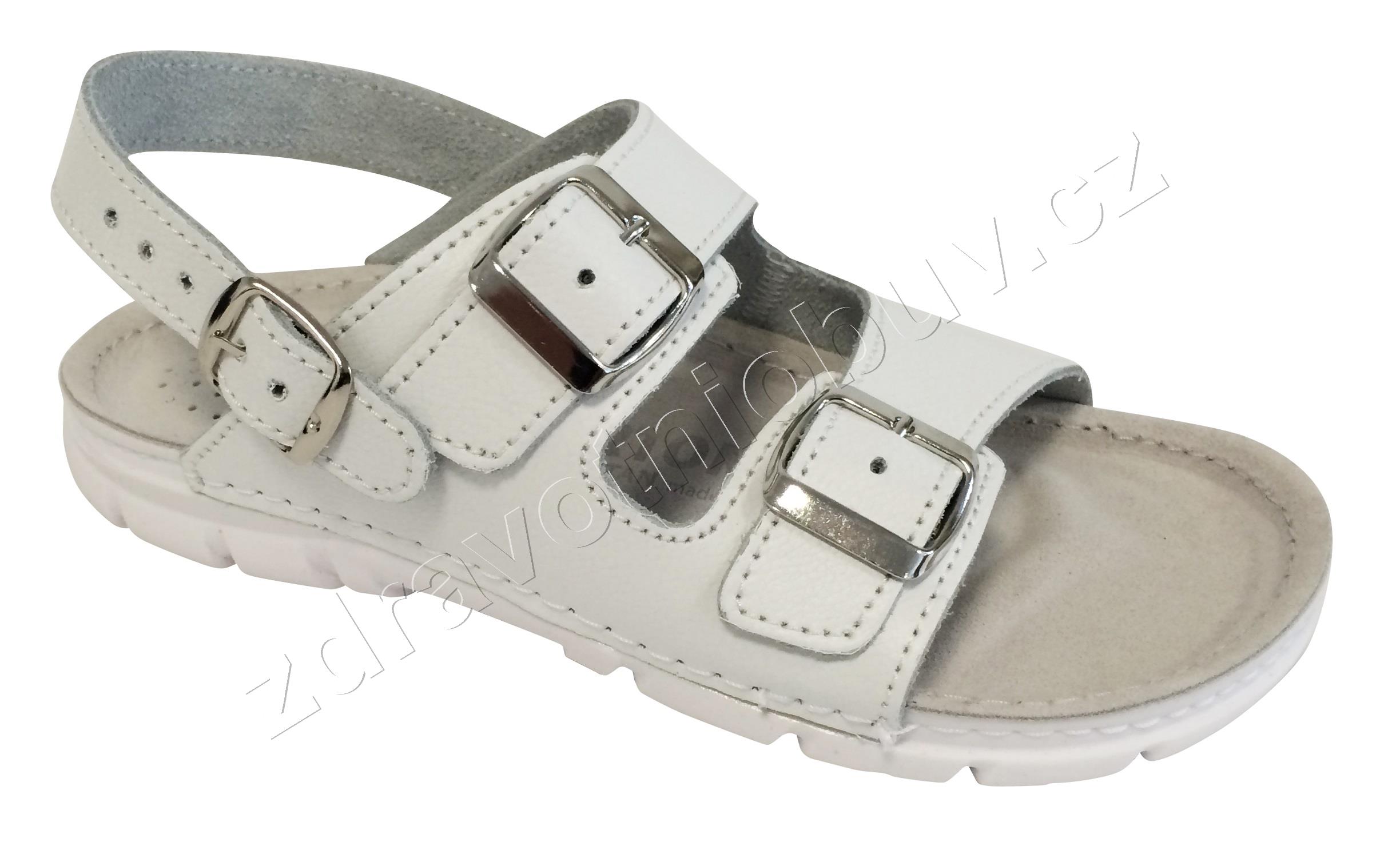 MJ 3035 013-P53 bílá kůže sandál otočný pásek